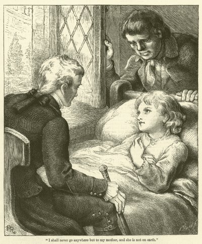 "Nikdy nepůjdu nikam jinam než ke své matce, a ta není na zemi." (rytina) od English School