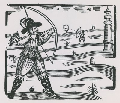 Ilustrace zobrazující lukostřelbu od English School