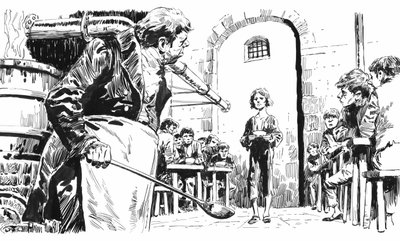 Ilustrace pro Oliver Twist od Charlese Dickense (pero a inkoust) od English School