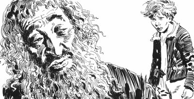 Ilustrace pro Oliver Twist od Charlese Dickense (pero a inkoust) od English School