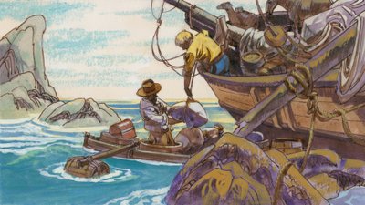 Ilustrace pro švýcarskou rodinu Robinsonů od English School