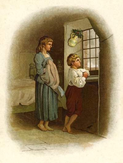 Ilustrace pro The Coming Of Father Christmas (barva lito) od English School