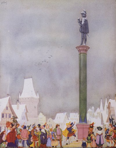 Ilustrace k Šťastnému princi od Oscara Wildea (barevná litografie) od English School
