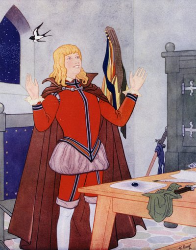 Ilustrace k Šťastnému princi od Oscara Wildea (barevná litografie) od English School