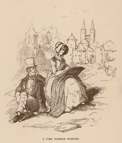 Ilustrace pro Vanity Fair od Thackeray (litho) od English School