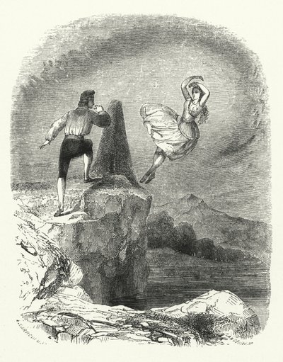 Ilustrace pro balet, Ondine nebo The Naiad (rytina) od English School
