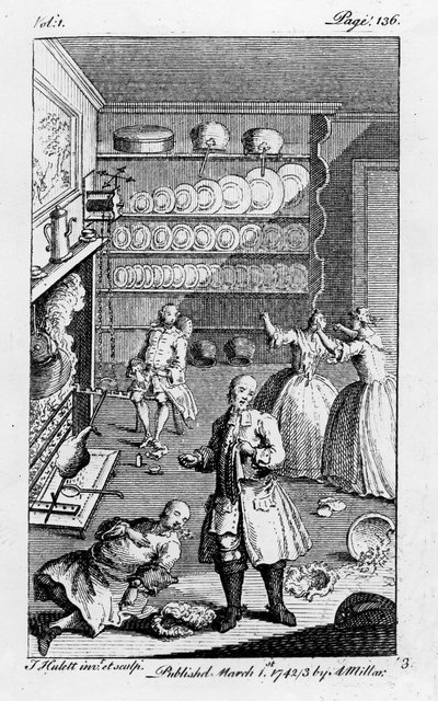 Ilustrace z „Historie dobrodružství Josepha Andrewse a jeho přítele pana Abrahama Adamse“ od Henryho Fieldinga, vydáno 1742 od English School