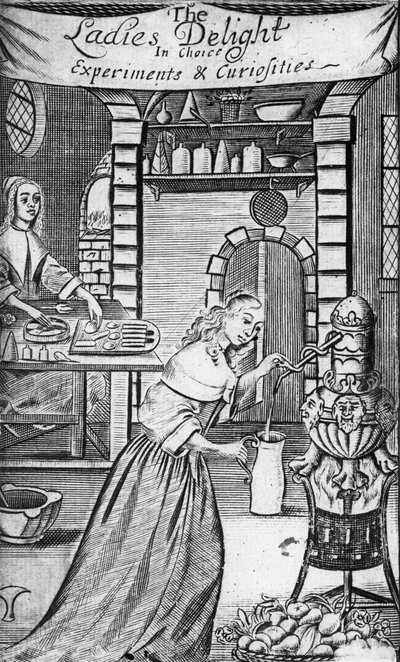 Ilustrace z knihy „The Ladies Delight in choice experiments and curiosities“ od Hannah Woolley, 1672 od English School