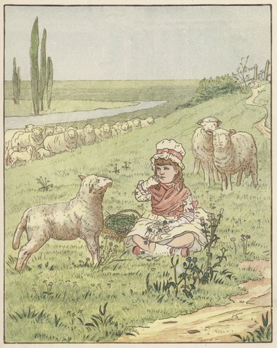 Na loukách (barevná litografie) od English School