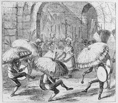 Indiáni oslavující svátek Chuno neboli bramborový festival, Tiahuanaco, Bolívie, z knihy „Incidents of Travel and Exploration in the Land of the Incas“ od E. George Squiera, hospoda. v roce 1878 od English School