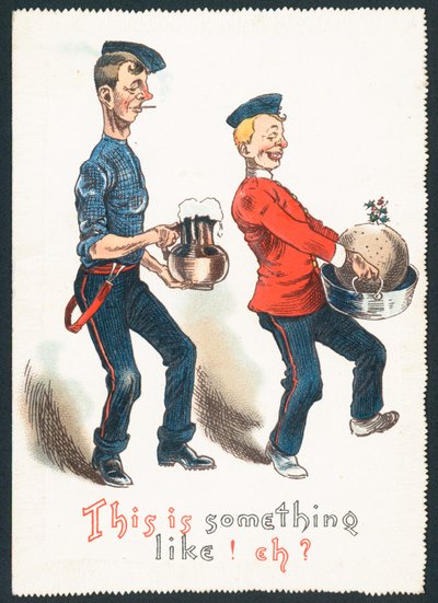 Opilí pánové nesoucí švestkový pudink a pití (Humorous), Vánoční přání od English School