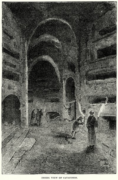 Pohled do katakomb (rytina) od English School