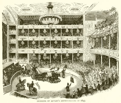 Interiér amfiteátru Astleys v roce 1843 od English School