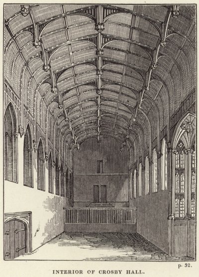 Interiér Crosby Hall v Chelsea od English School
