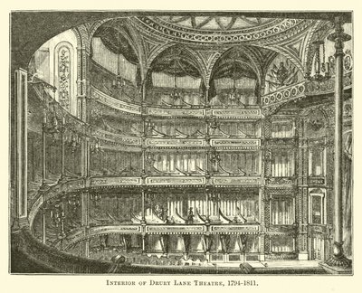 Interiér divadla Drury Lane, 1794-1811 od English School