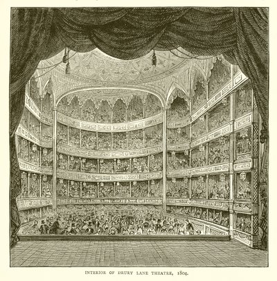 Interiér divadla Drury Lane, 1804 od English School