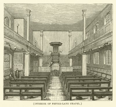 Interiér kaple Fetter-Lane (rytina) od English School