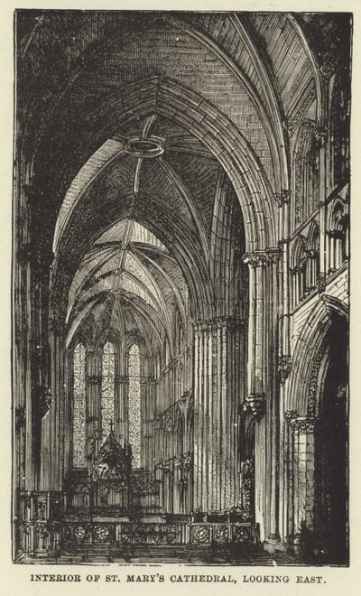 Interiér katedrály St Marys, při pohledu na východ od English School