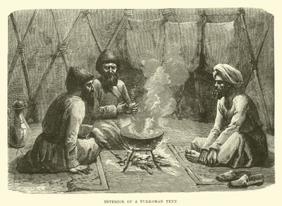 Interiér turkomanského stanu od English School