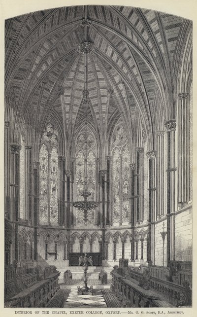 Interiér kaple, Exeter College, Oxford (rytina) od English School