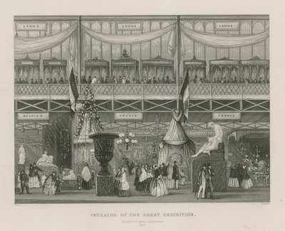 Interiér Velké výstavy, 1851, francouzské a belgické oddělení od English School