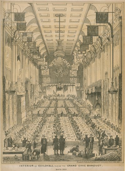 Interiér Guildhall během velké občanské hostiny, 9. listopadu 1837 od English School