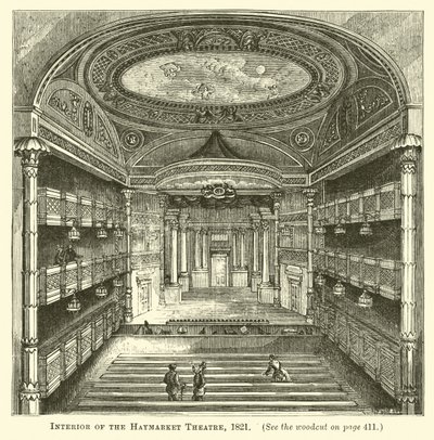 Interiér divadla Haymarket, 1821 od English School