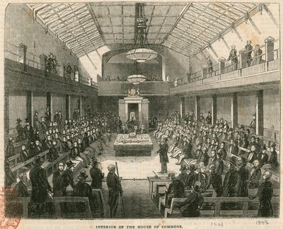 Interiér Dolní sněmovny, Westminster, Londýn od English School