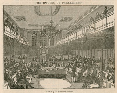 Interiér Dolní sněmovny, Westminster, Londýn od English School