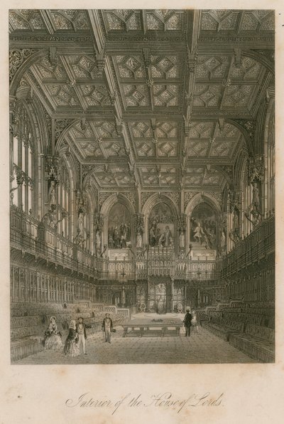 Interiér Sněmovny lordů, Westminster, Londýn od English School