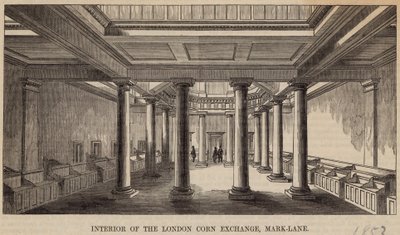 Interiér londýnské kukuřičné burzy, Mark Lane od English School