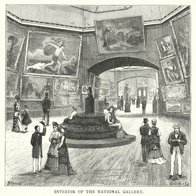 Interiér Národní galerie (rytina) od English School