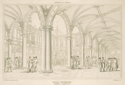 Interiér Royal Exchange, Londýn, při pohledu na jihozápad od English School