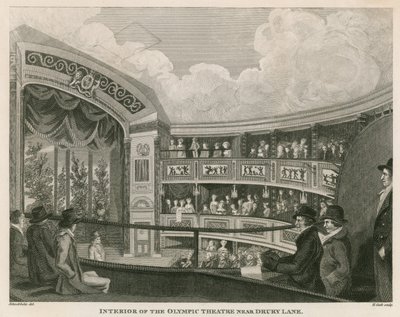 Interiér Royal Olympic Theatre, Wych Street, poblíž Drury Lane, Londýn od English School