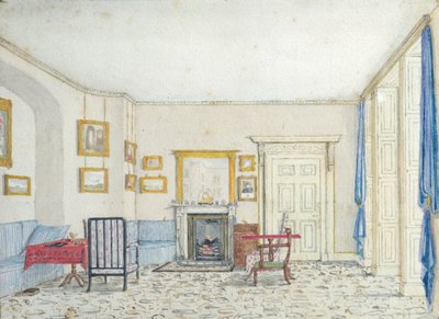 Interiér na Curzon Street, cca 1830 (Wc s perem a inkoustem na papíře) od English School