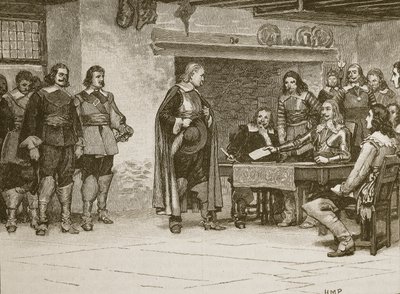 Rozhovor mezi Karlem a hrabětem z Denbighu, ilustrace z Cassells Illustrated History of England (sépiová fotografie) od English School