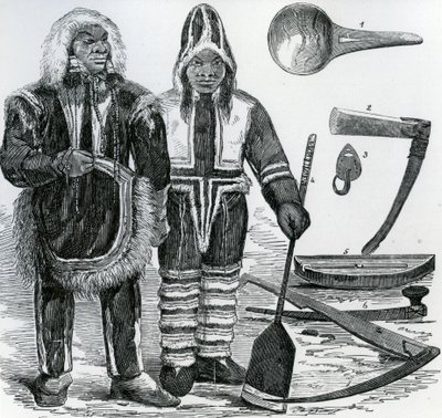 Inuitský pár (rytina) od English School