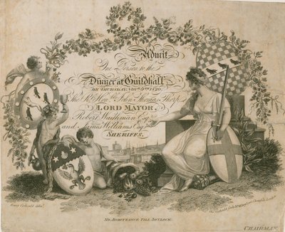 Pozvánka na banket v Guildhall v Londýně dne 9. listopadu 1820 od English School