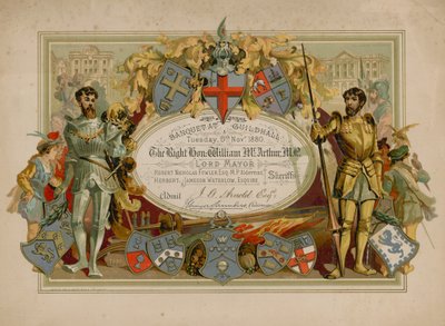Pozvánka na banket v Guildhall v Londýně dne 9. listopadu 1880 od English School