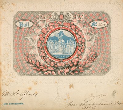 Pozvánka na korunovaci Jiřího IV v roce 1821 od English School