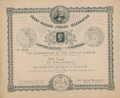 Pozvánka na oslavu Penny Postage Jubilee od English School