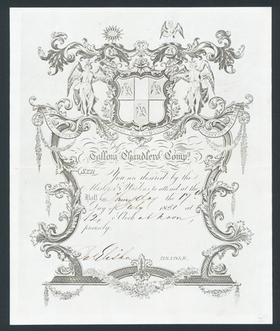 Pozvánka na ples Tallow Chandlers Company, Londýn od English School