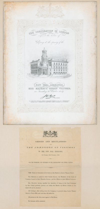 Pozvánka na otevření Nové uhelné burzy, 30. října 1849 od English School
