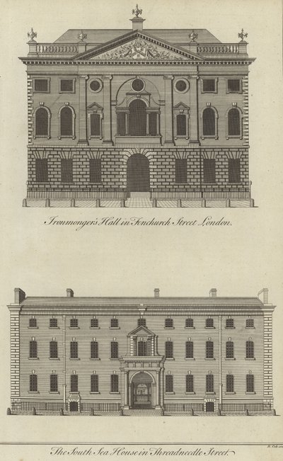 Ironmongers Hall, Fenchurch Street a South Sea House, Threadneedle Street, Londýn od English School