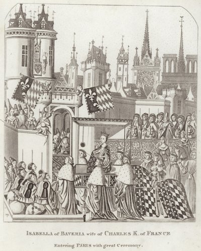 Isabella Bavorská, manželka Karla II. Francie vstupuje do Paříže s velkým obřadem od English School
