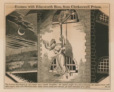 Jack Sheppard uteče s Edgeworth Bess z věznice Clerkenwell od English School