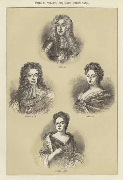 Jakub II., Vilém a Marie, královna Anna od English School