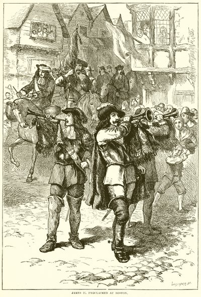 Jakuba II. vyhlášena v Bostonu od English School