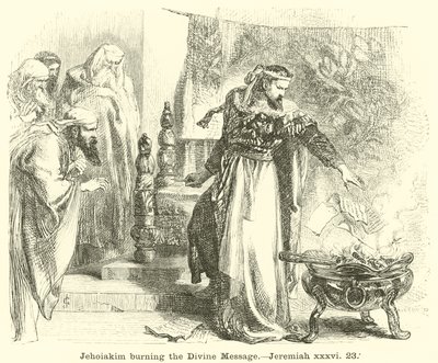 Jehojakim pálí Boží poselství, Jeremiáš, xxxvi, 23 od English School