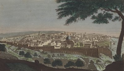 Jeruzalém z Josofatova údolí (barevná rytina) od English School